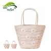 Wholesale summer beach raffia handmade embroidery daisy straw bag
