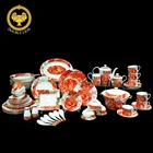 Hotel restaurant crockery wedding dinnerwares luxury ceramic dinner set, 61 PCS china bone porcelain set