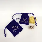 Custom logo printed small mini velvet drawstring pouch bag for jewelry