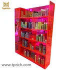 Custom Design Floor Standing Wall Red Acrylic Makeup Display Cabinet