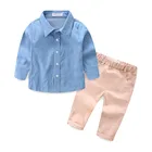 Mudkingdom boys fashion clothing summer long sleeve shirt pantsuit with elastic autumn 2019 european style boutique clothes set