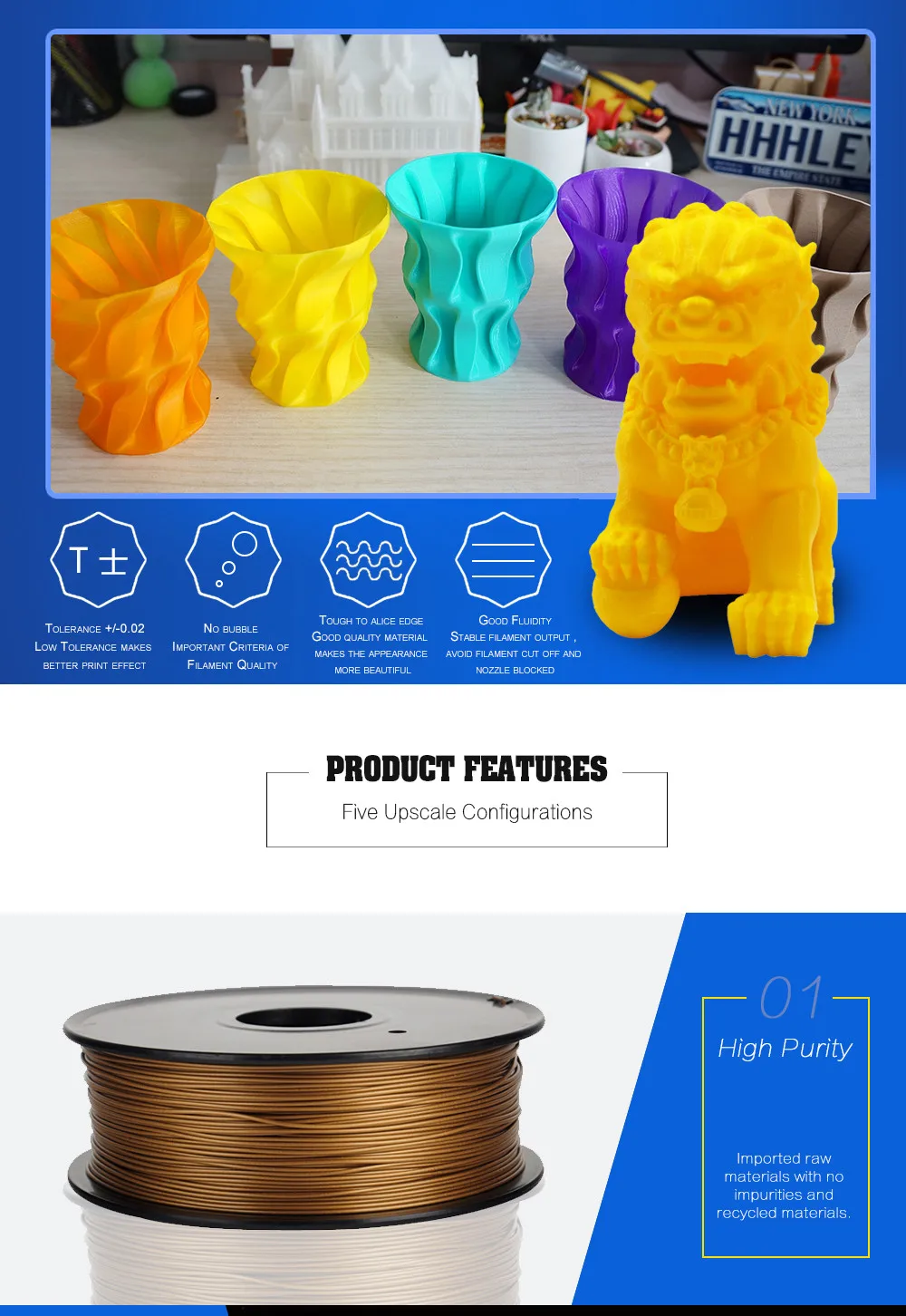 High Quality 3D Printer Filament 1.75MM ABS PLA 3D Filament for 3D Printers Printing Materials