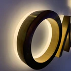 Backlit led brushed stainless steel advertising channel letter sign in black plating