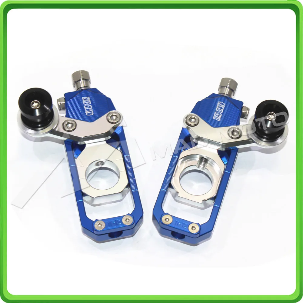 Motorcycle Chain Tensioner Adjuster with bobbins kit for Kawasaki Ninja ZX6R ZX-6R 2005 2006 2007 2008 2009 2010 2011 2012 Blue&Silver (2)