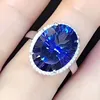 beautiful 925 silver plated hyperbole blue topaz big natural gemstone engagement ring for women