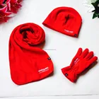 red colors ladies polar fleece winter scarf hat gloves sets factory