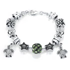 LZESHINE Women Fashion Silver Bangle Bracelet Tortoise Charm Bead Bracelets For Party PCBR0147
