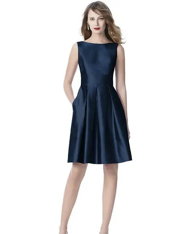 Grossiste robe satin bleu marine-Acheter les meilleurs robe satin bleu marine lots de la Chine 