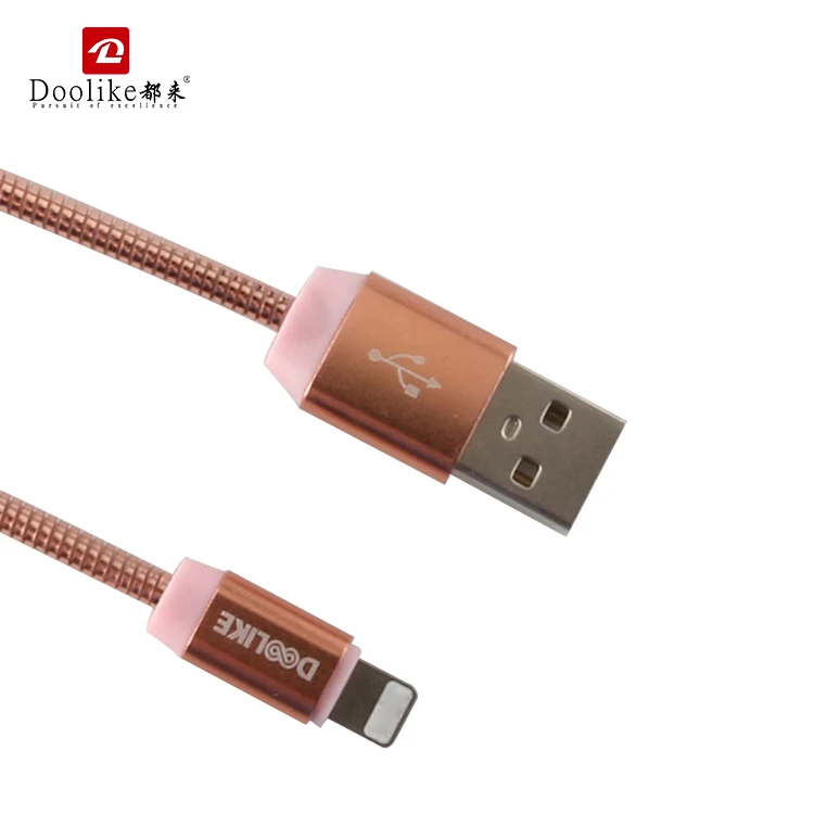 Hot product mobile phone cable metal spring USB cable for Iphone for Samsung