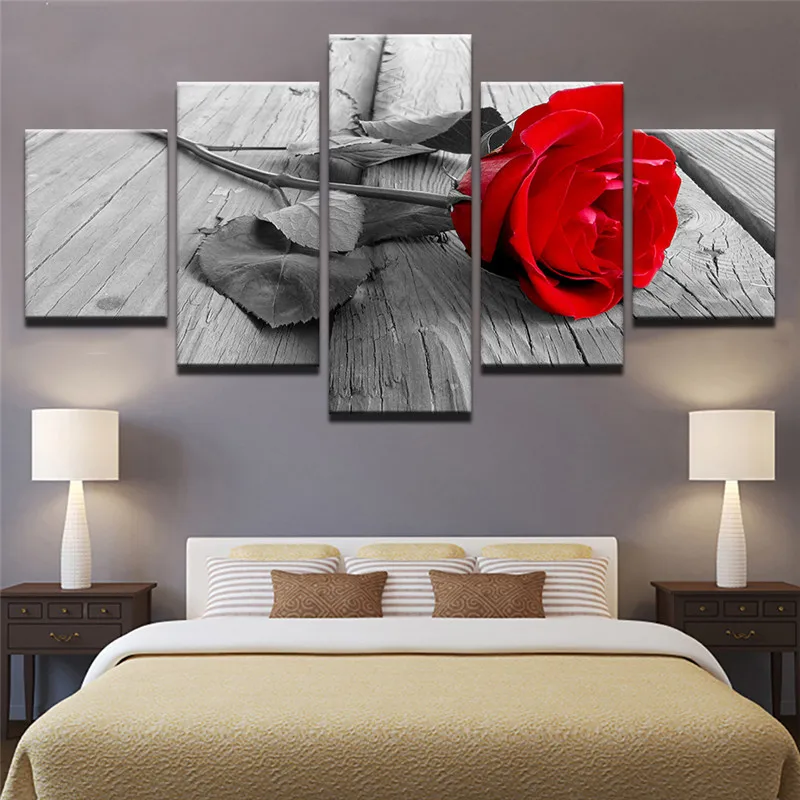 5 Panel Framed Wall Art Flower Picture Rose Painting Canvas Prints Home Decoration Living Room Bedroom Wall Picture Buy Framed Wall Art Wall Collage