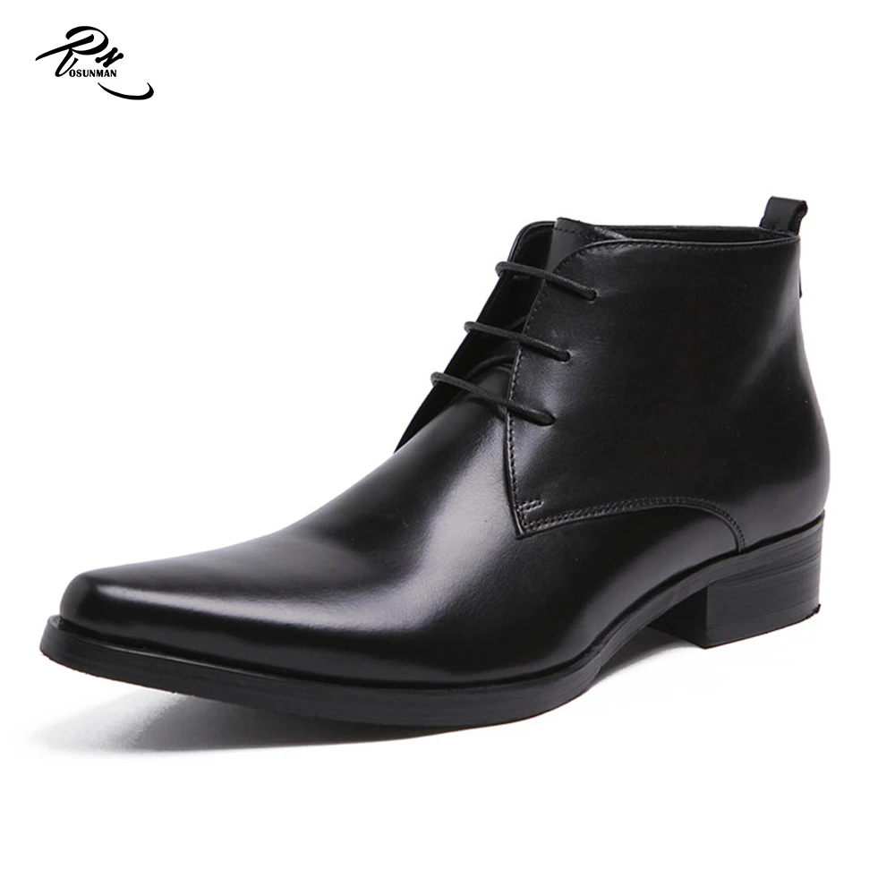 High Cut Black Leather Shoes