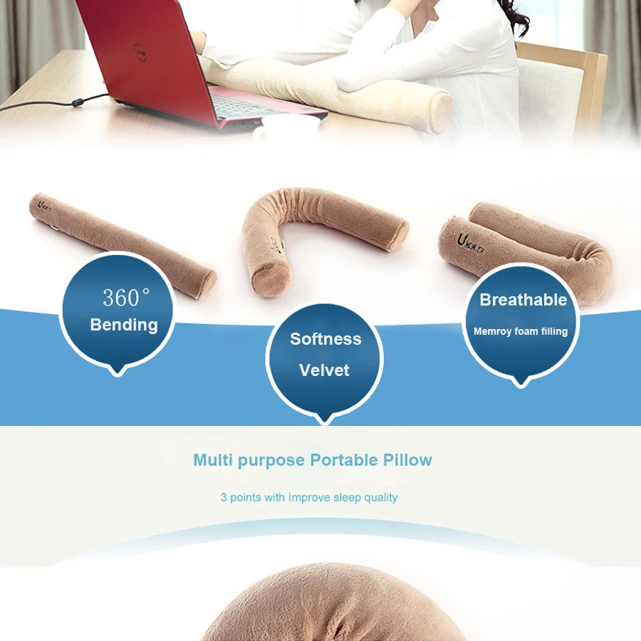 flexible adjustable bolster bendable spine pillow chin neck