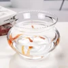 factory direct sale round mini big glass goldfish bowl fish tank jar with purfle ruffled rim