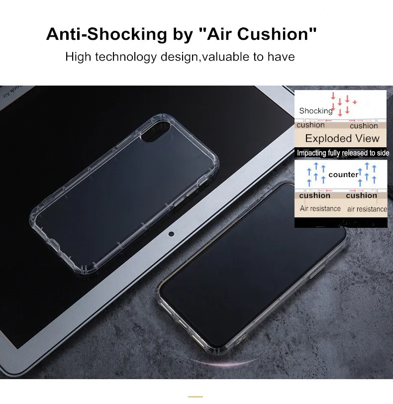 phone accessories For iphone X Case Slim Back Cover Aircushion Design Clear TPU Phone Case for iphone 6 7 8 X 11