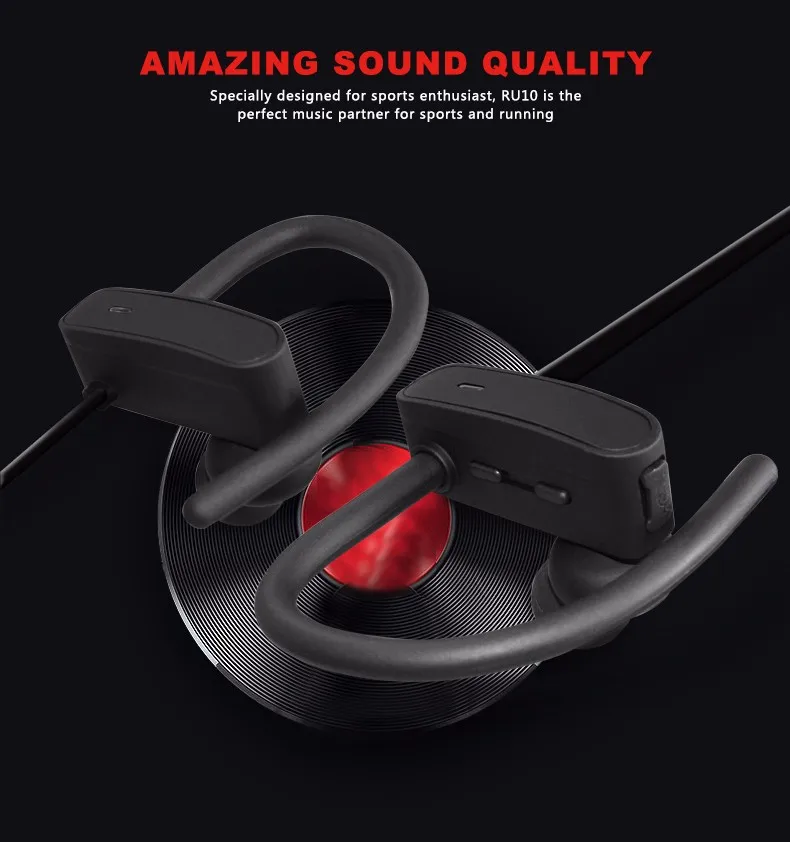 2018 amazon hot sales bluetooth 4.0 hands free wireless headset earphone bass for sport RU10 - ANKUX.COM