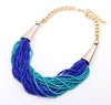 Fashion lady's gold plating ccb cap handmade seed beads necklace multi strand choker necklace for lady