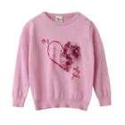 High quality custom baby girl knit print pink pullover cotton fabric christmas sweater for kids