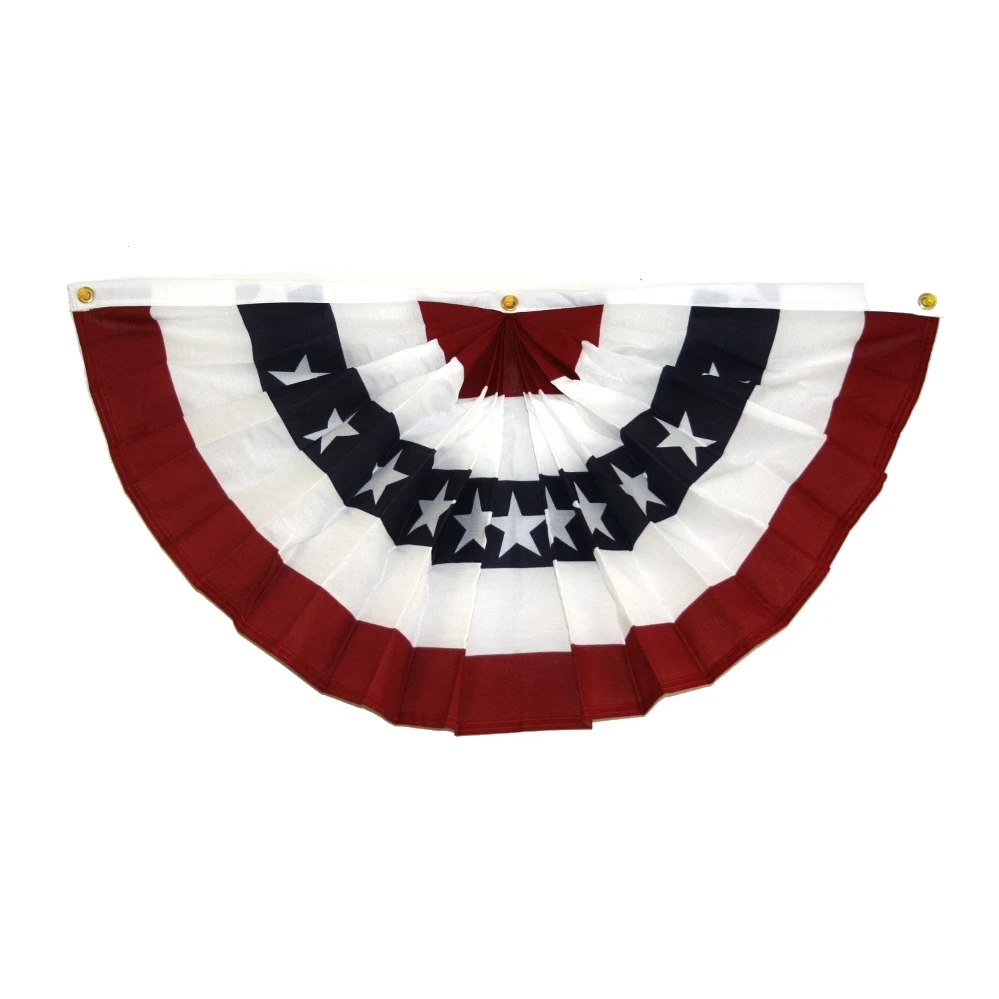 cheap usa american patriotic pleated independence day bunting 3"