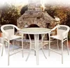 French style outdoor wedding high back rattan stool chairs and round cocktail table white viro wicker pub furniture set
