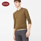 Long sleeves v-neck plain stitch pullover men sweater