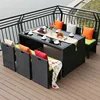 Modern Outdoor Synthetic Rattan Furniture 6 seater wicker patio dining table sets