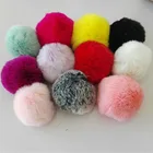 Rex rabbit hair ball keyring pompom real fur fur pompons wholesale