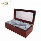 beautiful design 3 bottle wooden wine packaging box for luxury gift with lock and window
