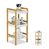 Cheap 3 tier bamboo bathroom storage ladder shelf