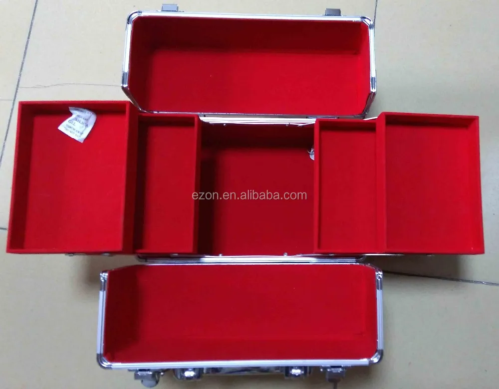 Professional aluminum hard makeup case,Portable aluminum makeup tool cosmetic case,Double-open aluminum makeup case