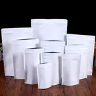 PE Food Grade Matte Stand up Pouch White aluminium foil line kraft Paper Zipper Bag