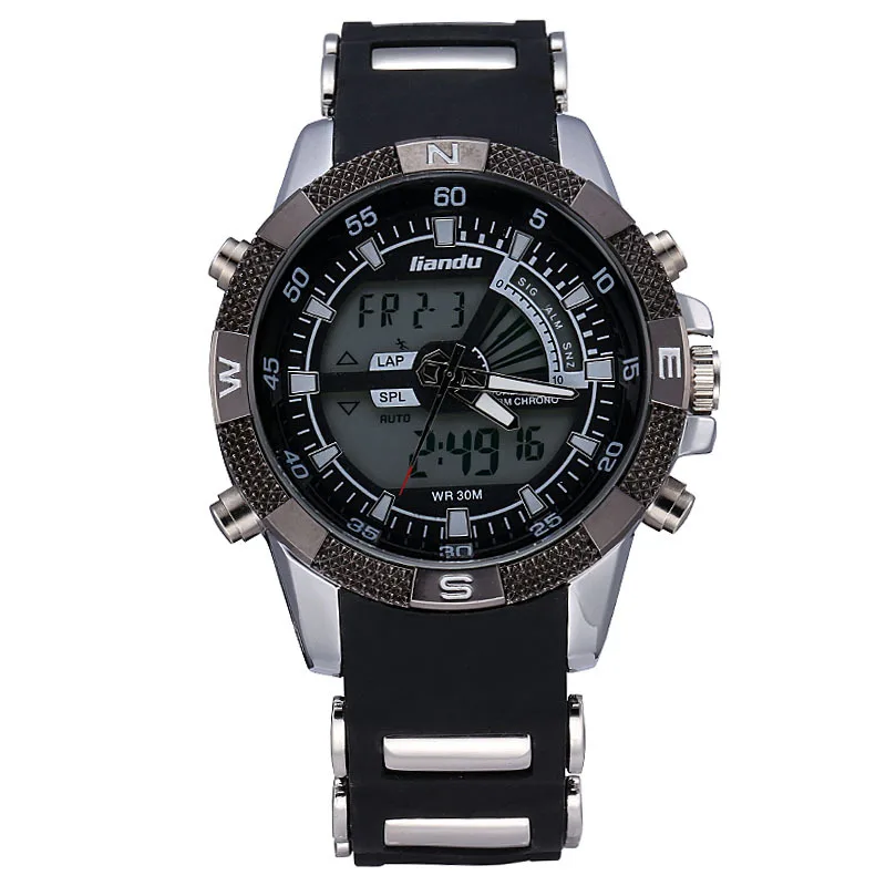 LIANDU Brand Military Watch Silicone Waterproof Watch relogios masculino Men's Stripling quartz Analog Digital LED Watches Reloj