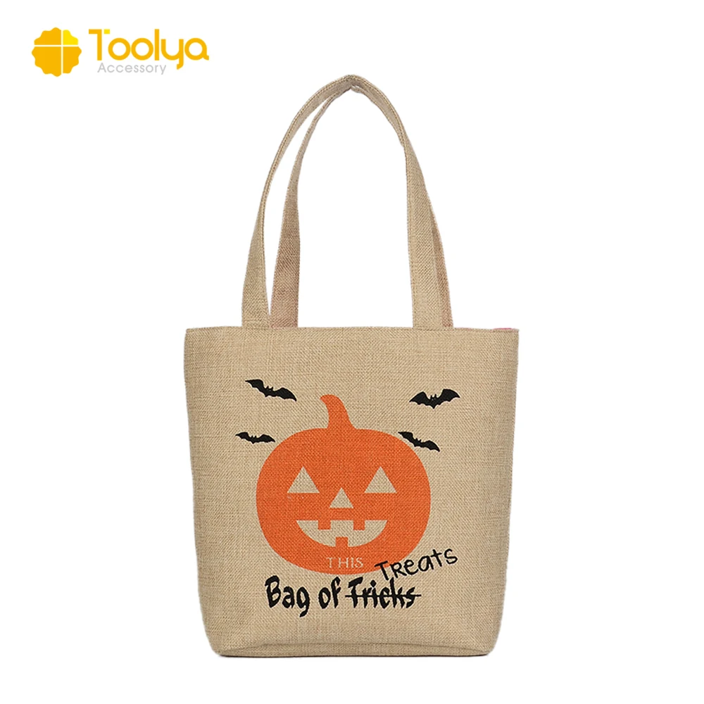 quality halloween decoration candy gift easter tote jute bag for