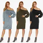 Casual generous dress sexy long sleeves leaking shoulders long sweater group