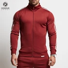 Customized 2 Piece Set Mens Zipper Hoodie Jacket Coat Jogger Pants Sport Gym Sweat Suits