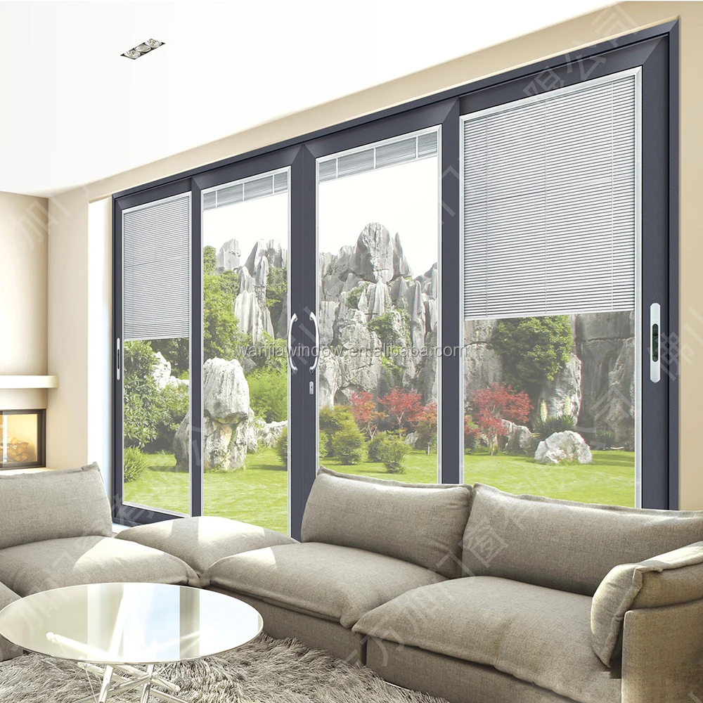 Aluminium sliding shop front door chinese building sliding 4 panel french doors