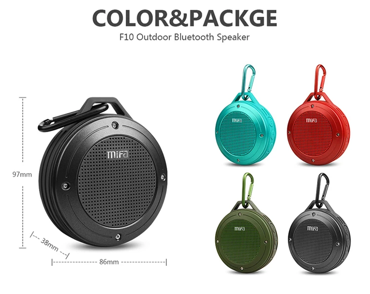 MIFA F10 Outdoor Wireless Bluetooth 4.0 Stereo Portable Speaker Built-in mic Shock Resistance IPX6 Waterproof Speaker with Bass - ANKUX.COM