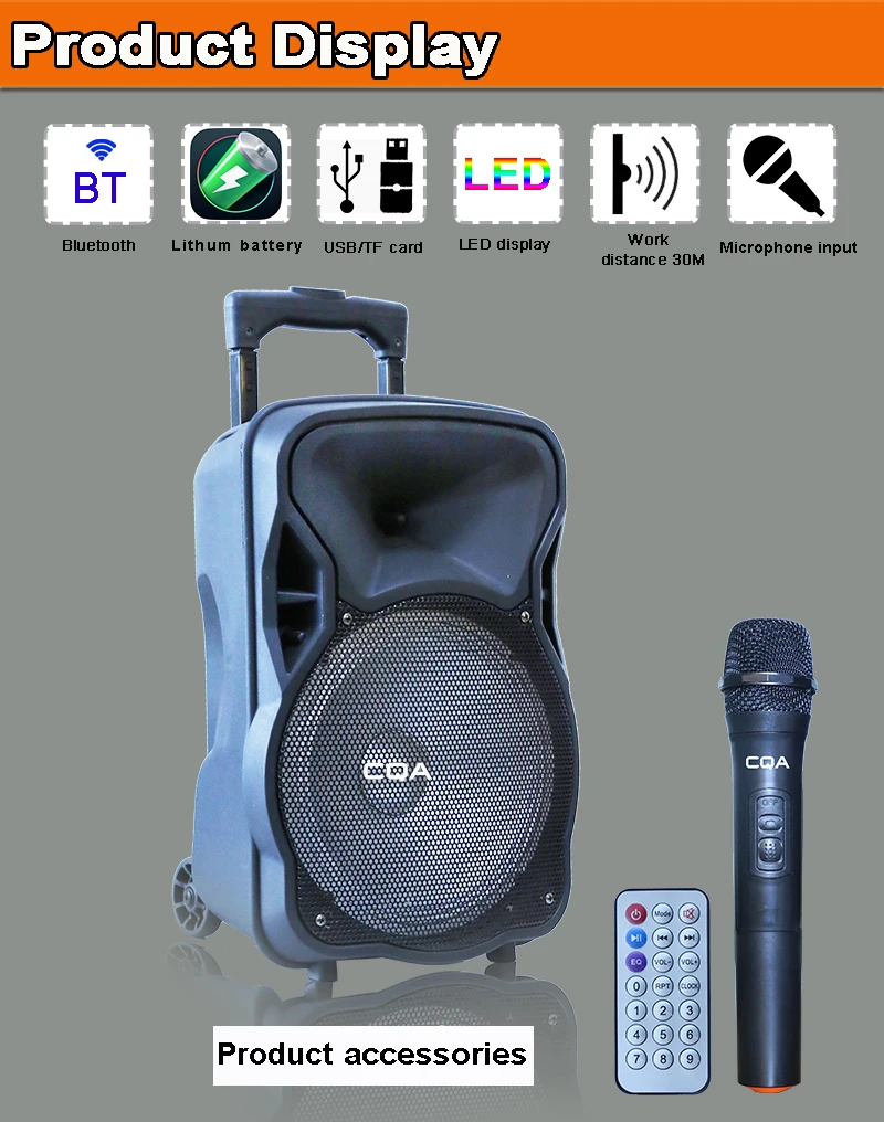 12 inch trolley pa powered dj sound system speaker with mic tamil mp3 songs - ANKUX.COM