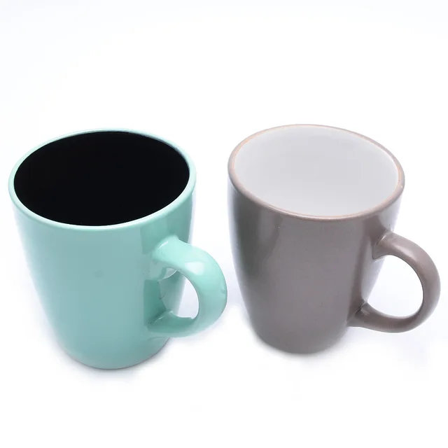 bistro two tone matte grey out personalized ceramic custom coffe