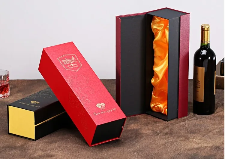 magnetic closure cardboard packaging wine bottle gift box
