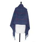 Pashmina Blue Scarf Shawl Scarf Navy Blue Plaid Pashmina Shawl Shimmer100% Cashmere Scarf