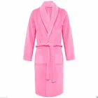 Solid Color Super Soft Cheap Adults Coral Fleece Spa Home Wear 100 Polyester bathrobe for man and women
