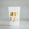 (12 pack) Wild Bride and Bride Tribe - White and Gold Cups for a Bachelorette Party