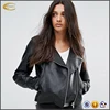 2018 Wholesale New winter custom black Spread collar jacket fashion faux leather biker jacket for women