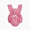 black and red Checked grid kids baby clothes bubble romper infant backless sunsuits