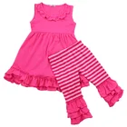 2017 fashion ruffle stripe baby outfits clothing cotton set children summer newborn baby new design clothes