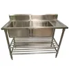 Australia Catering Kitchen Sink with Work Table, Commerical Stainless Steel Kitchen 2 Two Compartment Sink with Drainer