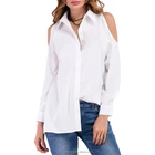 women summer season white cold shoulder long sleeve lapel blusas mujer collar ladies shirts blouses