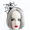 Vintage cosplay halloween carnival hair accessories gothic queen devil elf black rose flower spider net lace hair bands headband