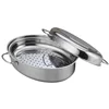 stainless steel oval roaster cooking pan set with lid and rack for induction