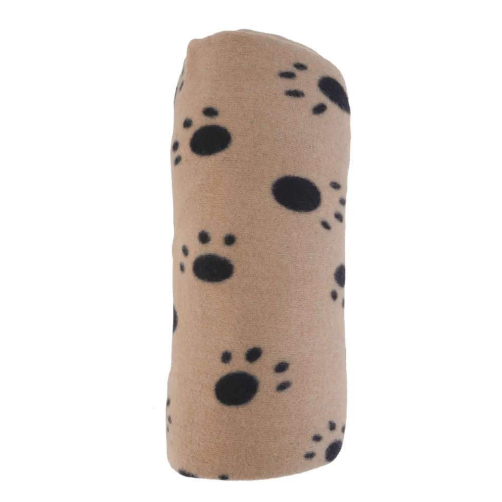 Cute Pet Puppy Dog Cat Blanket Paw Prints Soft Warm Fleece Mat Bed Cover (Color: Gray(S,M), Light Brown(L) )